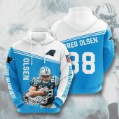 NFL Carolina Panthers Greg Olsen Panther Blue White Pullover Hoodie