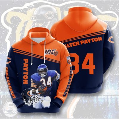 NFL Chicago Bears Walter Payton Dark Navy Orange Pullover Hoodie