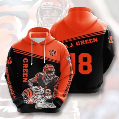NFL Cincinnati Bengals A. J. Green Orange Black Pullover Hoodie NFL Cincinnati Bengals A. J. Green Orange Black Pullover Hoodie
