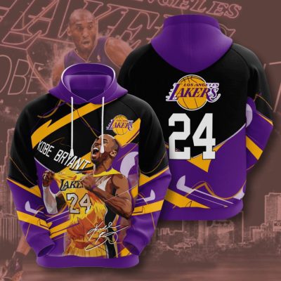 NBA Los Angeles Lakers Kobe Bryant Black Purple Pullover Hoodie