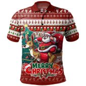 Australia Polo Shirt Merry Christmas, Santa Claus Riding A Kangaroo