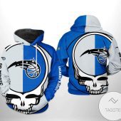 NBA Orlando Magic Silver Blue Skull Pullover Hoodie