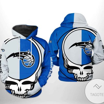 NBA Orlando Magic Silver Blue Skull Pullover Hoodie