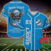 NFL Detroit Lions Custom Name Number Skull Blue Baseball Jersey V3