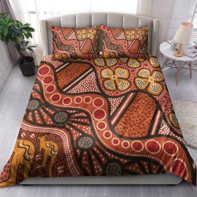Australia Aboriginal Inspired Bedding Set -  Aboiginal Inspired Dot Painting Style