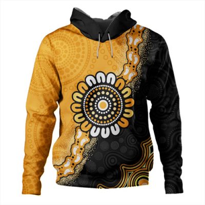 Australia Hoodie Aboriginal Indigenous Dot Painting Half People Setting Symbols
