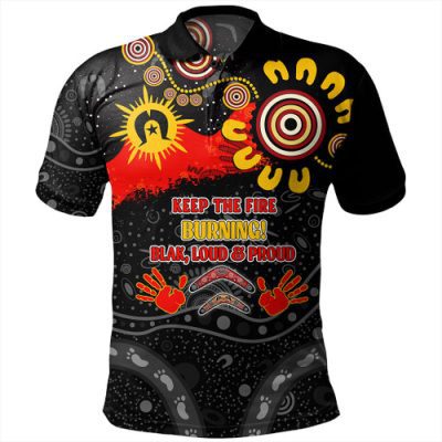 Australia Polo Shirt Aboriginal Indigenous Naidoc Week Dreamtime Dot Painting With Flag