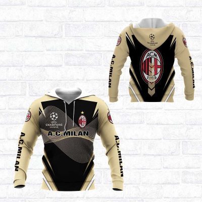 AC Milan Champions League Brown Black Pullover Hoodie