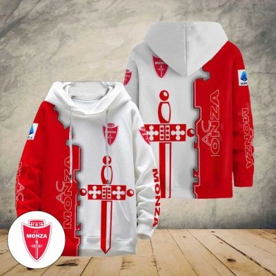 AC Monza Logo Unisex Red White Pullover Hoodie