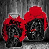 AC/DC Black Red Skull Pullover Hoodie