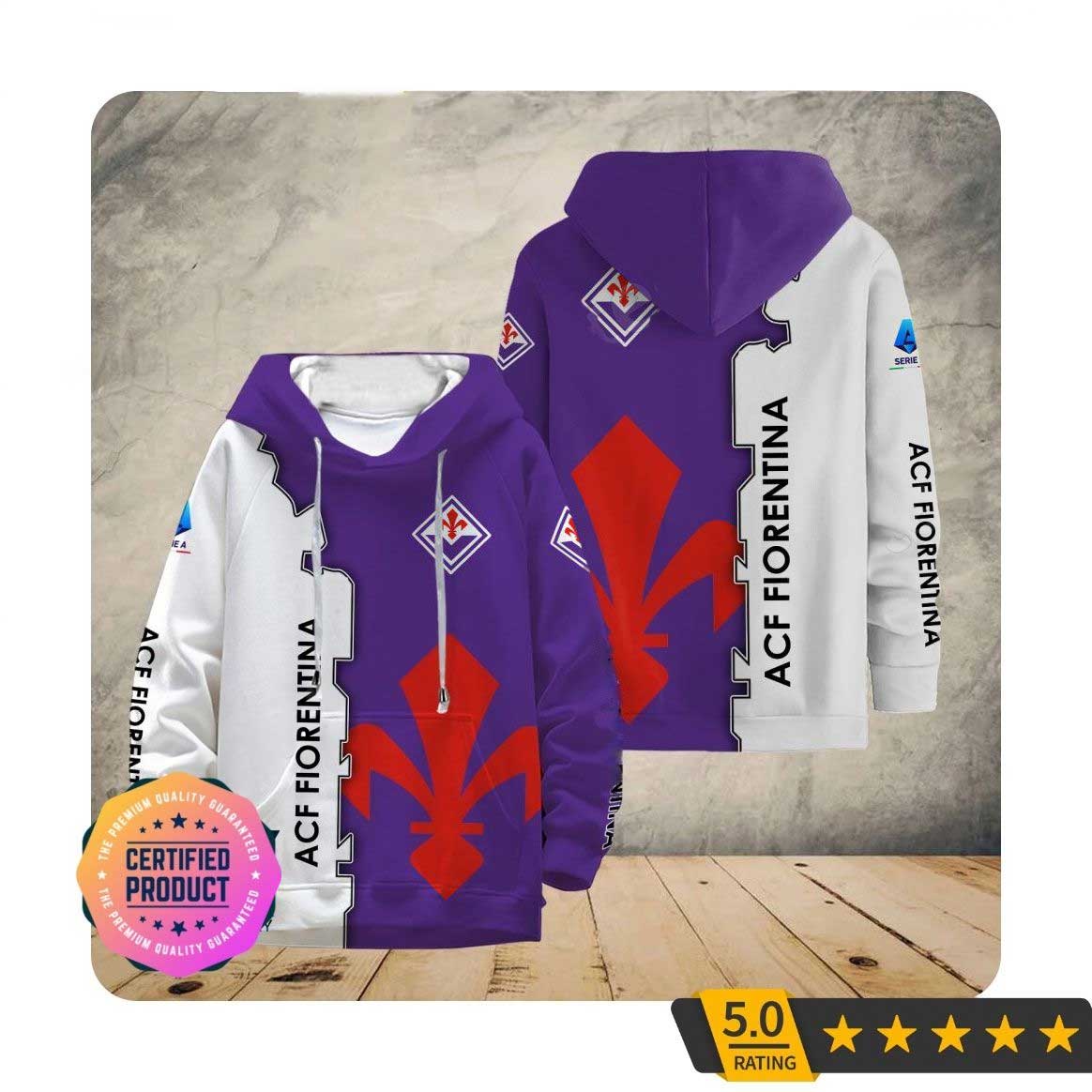 ACF Fiorentina Purple White Logo Pullover Hoodie ACF Fiorentina Purple White Logo Pullover Hoodie