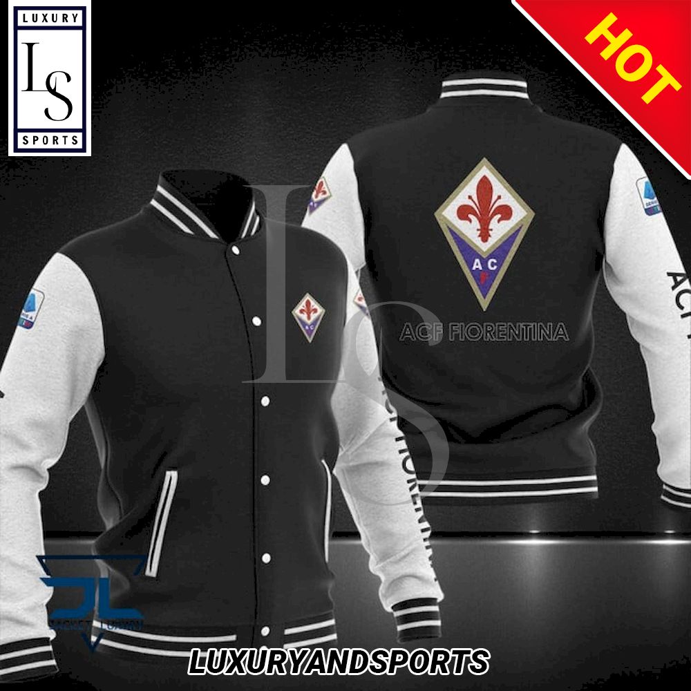 ACF Fiorentina Black White Baseball Jacket ACF Fiorentina Black White Baseball Jacket