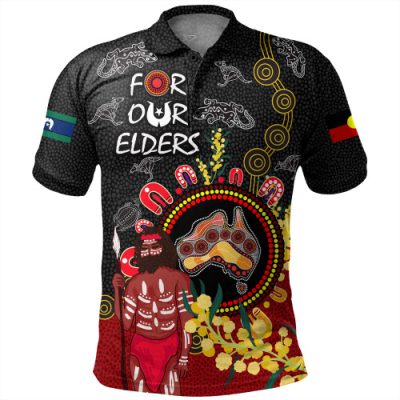 Australia Naidoc Week Polo Shirt - Australia Map With Golden Wattle NAIDOC Week 2023