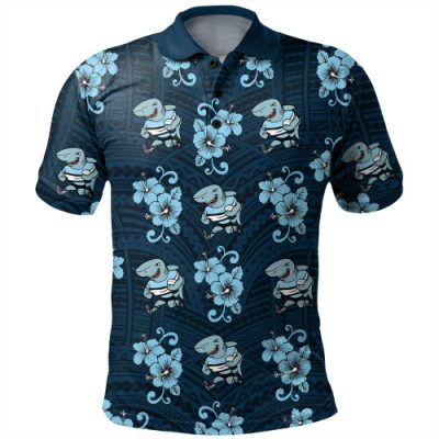 Cronulla-Sutherland Sharks Polo Shirt - Tropical Patterns Sharkies Polo Shirt