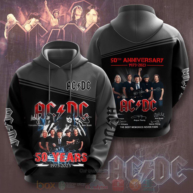 AC/DC Band 50 Years 1973 - 2023 Pullover Hoodie
