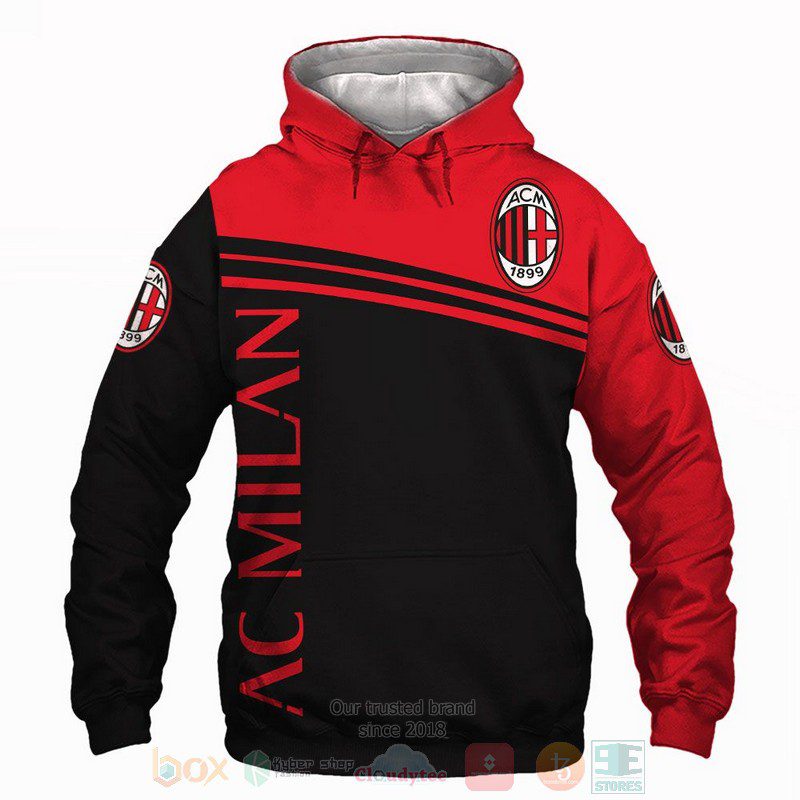 AC Milan Black Red Pullover Hoodie AC Milan Black Red Pullover Hoodie