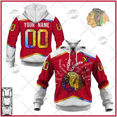 Personalized NHL Chicago Blackhawks Jersey Custom Autism Shirt Hoodie - OldSchoolThings - Personalize Your Own New & Retro Sports Jerseys, Hoodies, T Shirts