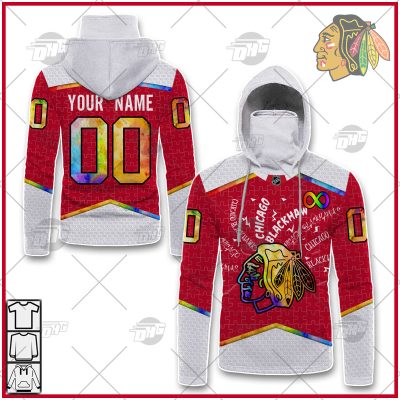 Personalized NHL Chicago Blackhawks Jersey Custom Autism Shirt Hoodie - OldSchoolThings - Personalize Your Own New & Retro Sports Jerseys, Hoodies, T Shirts