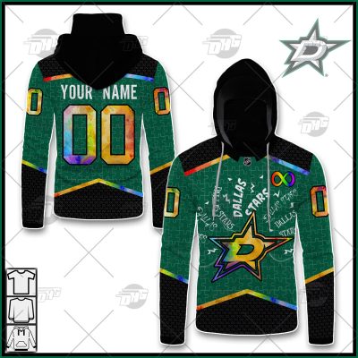 Personalized NHL Dallas Stars Jersey Custom Autism Shirt Hoodie - OldSchoolThings - Personalize Your Own New & Retro Sports Jerseys, Hoodies, T Shirts