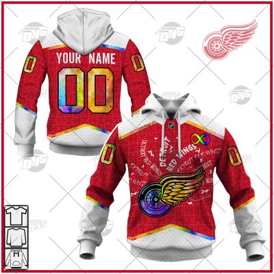 Personalized NHL Detroit Red Wings Jersey Custom Autism Shirt Hoodie - OldSchoolThings - Personalize Your Own New & Retro Sports Jerseys, Hoodies, T Shirts