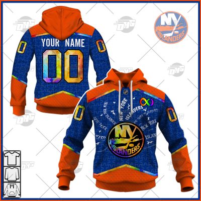 Personalized NHL New York Islanders Jersey Custom Autism Shirt Hoodie - OldSchoolThings - Personalize Your Own New & Retro Sports Jerseys, Hoodies, T Shirts