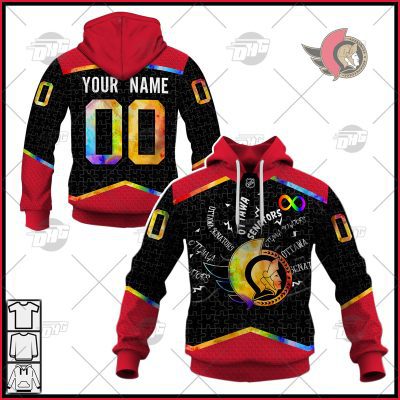 Personalized NHL Ottawa Senators Jersey Custom Autism Shirt Hoodie - OldSchoolThings - Personalize Your Own New & Retro Sports Jerseys, Hoodies, T Shirts