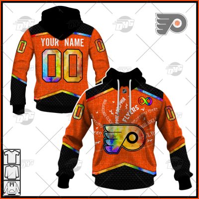 Personalized NHL Philadelphia Flyers Jersey Custom Autism Shirt Hoodie - OldSchoolThings - Personalize Your Own New & Retro Sports Jerseys, Hoodies, T Shirts