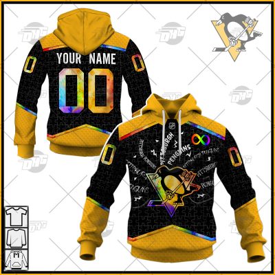 Personalized NHL Pittsburgh Penguins Jersey Custom Autism Shirt Hoodie - OldSchoolThings - Personalize Your Own New & Retro Sports Jerseys, Hoodies, T Shirts
