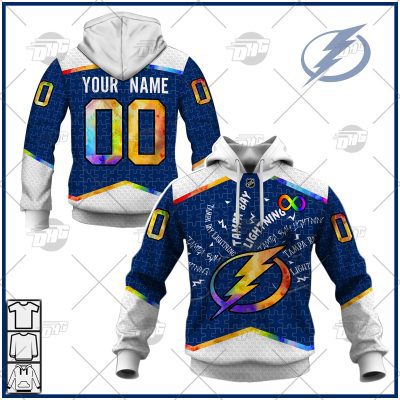 Personalized NHL Tampa Bay Lightning Jersey Custom Autism Shirt Hoodie - OldSchoolThings - Personalize Your Own New & Retro Sports Jerseys, Hoodies, T Shirts
