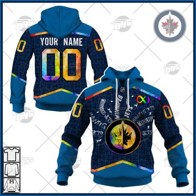Personalized NHL Winnipeg Jets Jersey Custom Autism Shirt Hoodie - OldSchoolThings - Personalize Your Own New & Retro Sports Jerseys, Hoodies, T Shirts