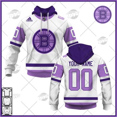 Personalized NHL Jersey Boston Bruins White/Purple Hockey Fights Cancer Primegreen Custom Jersey - OldSchoolThings - Personalize Your Own New & Retro Sports Jerseys, Hoodies, T Shirts