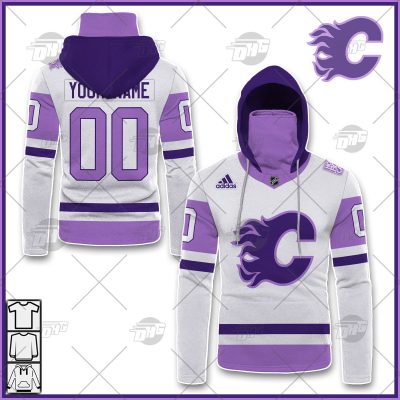 Personalized NHL Jersey Calgary Flames White/Purple Hockey Fights Cancer Primegreen Custom Jersey - OldSchoolThings - Personalize Your Own New & Retro Sports Jerseys, Hoodies, T Shirts