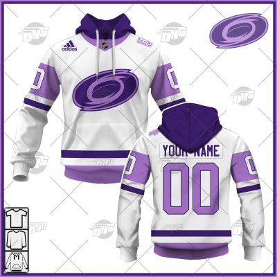 Personalized NHL Jersey Carolina Hurricanes White/Purple Hockey Fights Cancer Primegreen Custom Jersey - OldSchoolThings - Personalize Your Own New & Retro Sports Jerseys, Hoodies, T Shirts