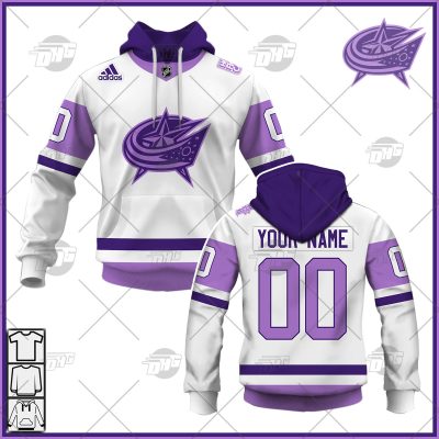 Personalized NHL Jersey Columbus Blue Jackets White/Purple Hockey Fights Cancer Primegreen Custom Jersey - OldSchoolThings - Personalize Your Own New & Retro Sports Jerseys, Hoodies, T Shirts