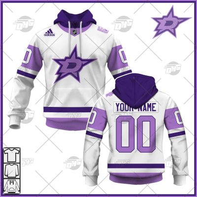 Personalized NHL Jersey Dallas Stars White/Purple Hockey Fights Cancer Primegreen Custom Jersey - OldSchoolThings - Personalize Your Own New & Retro Sports Jerseys, Hoodies, T Shirts