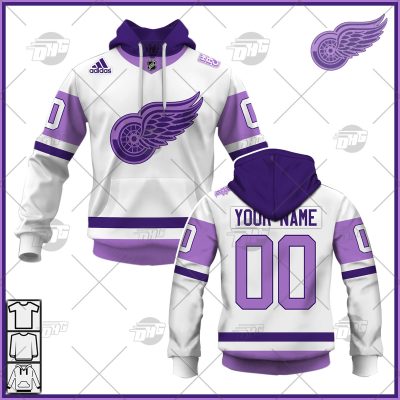Personalized NHL Jersey Detroit Red Wings White/Purple Hockey Fights Cancer Primegreen Custom Jersey - OldSchoolThings - Personalize Your Own New & Retro Sports Jerseys, Hoodies, T Shirts