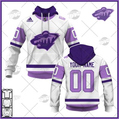 Personalized NHL Jersey Minnesota Wild White/Purple Hockey Fights Cancer Primegreen Custom Jersey - OldSchoolThings - Personalize Your Own New & Retro Sports Jerseys, Hoodies, T Shirts