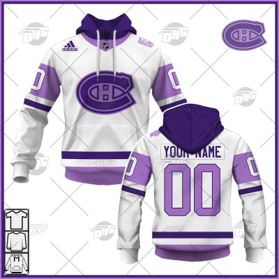 Personalized NHL Jersey Montreal Canadiens White/Purple Hockey Fights Cancer Primegreen Custom Jersey - OldSchoolThings - Personalize Your Own New & Retro Sports Jerseys, Hoodies, T Shirts