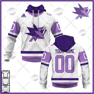 Personalized NHL Jersey San Jose Sharks White/Purple Hockey Fights Cancer Primegreen Custom Jersey - OldSchoolThings - Personalize Your Own New & Retro Sports Jerseys, Hoodies, T Shirts
