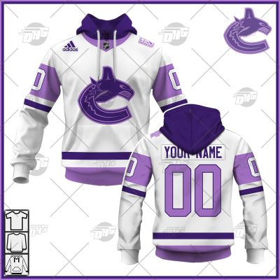 Personalized NHL Jersey Vancouver Canucks White/Purple Hockey Fights Cancer Primegreen Custom Jersey - OldSchoolThings - Personalize Your Own New & Retro Sports Jerseys, Hoodies, T Shirts