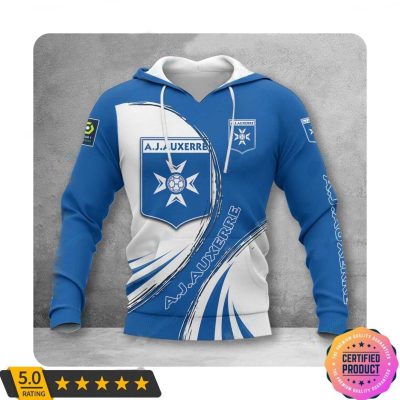 AJ Auxerre White Blue Pullover Hoodie