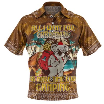 Australia Camping Christmas Polo Shirt - All I Want For Xmas Is More Time For Camping Polo Shirt