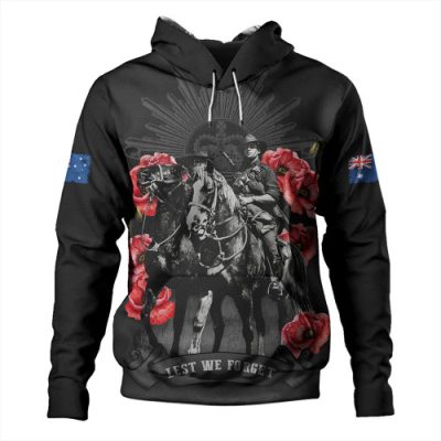 Australia Hoodie Anzac Lest We Forget Light Horse Design