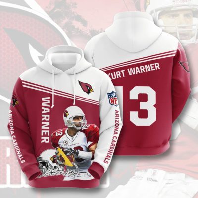 NFL Arizona Cardinals Kurt Warner Red White Pullover Hoodie