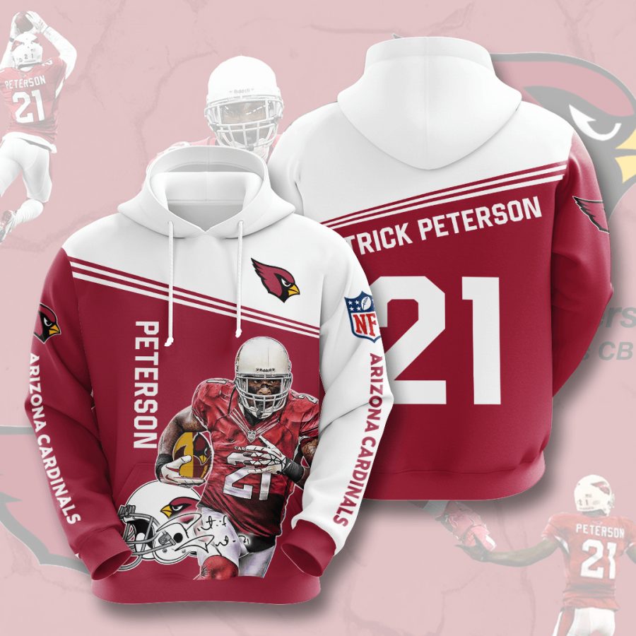 NFL Arizona Cardinals Patrick Peterson Red White Pullover Hoodie NFL Arizona Cardinals Patrick Peterson Red White Pullover Hoodie