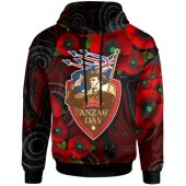 Australia Anzac Day Hoodie - Aboriginal Inspired Art Background With Lizard Poppy Flowers