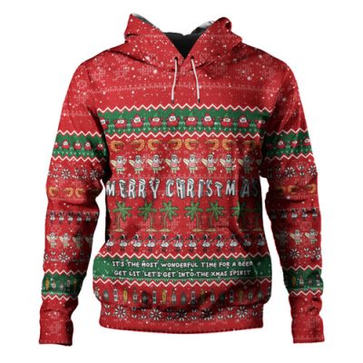 Australia Christmas Custom Hoodie - Aussie Ugly Christmas Let's Get Lit Hoodie