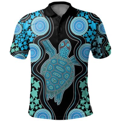 Australia Polo Shirt - Aboriginal Art Color Turtle Inspired