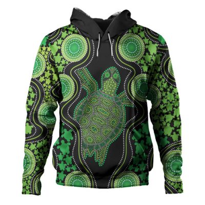 Australia Hoodie - Aboriginal Art Green Turtle Inspired