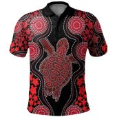 Australia Polo Shirt - Aboriginal Art Red Turtle Inspired
